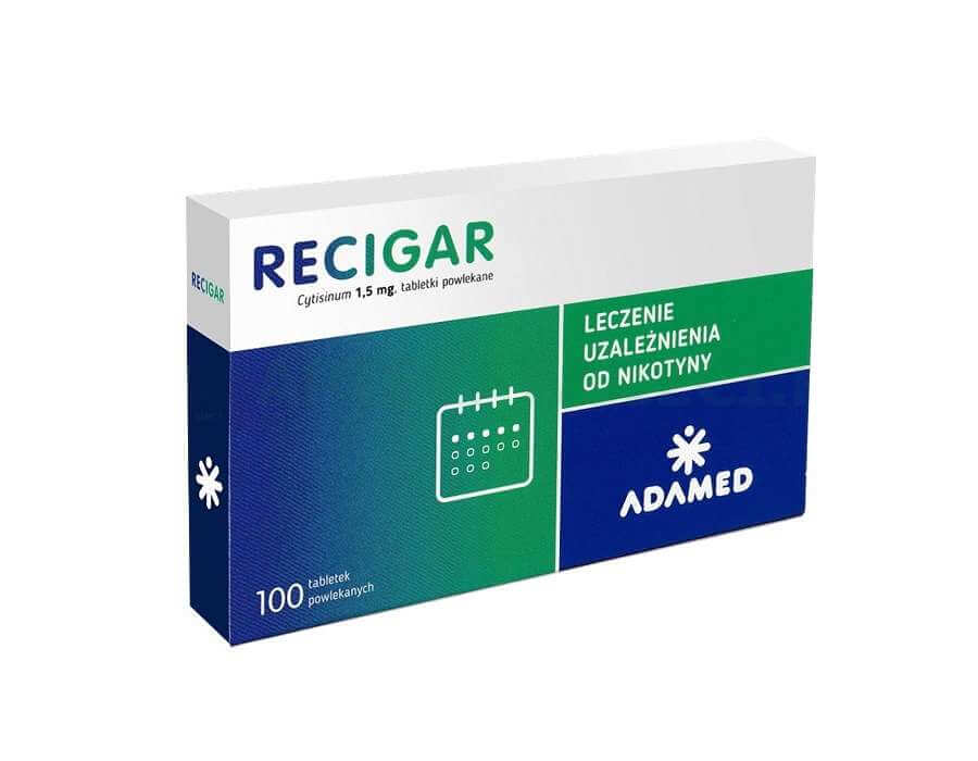 RECIGAR ,100 tabletek, KURACJA ANTYNIKOTYNOWA DLA PALACZY – Apteka Farmacja